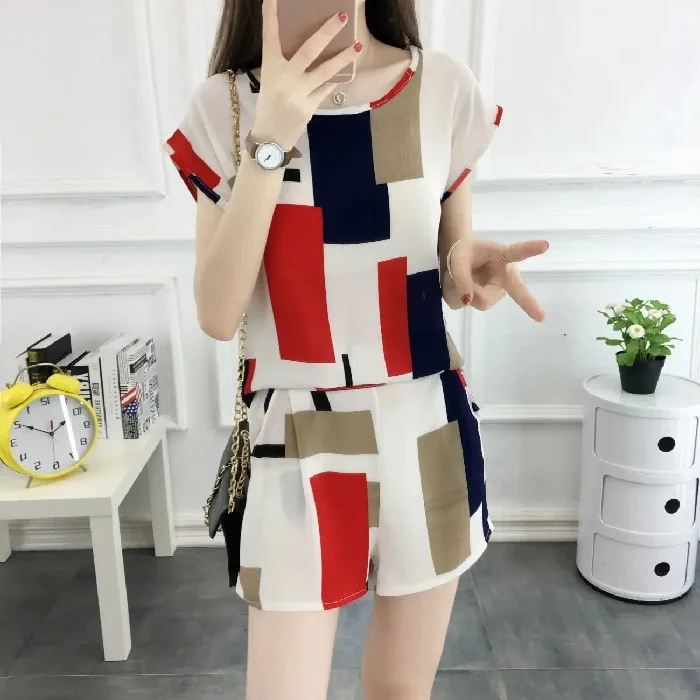 

Fashion Casual Set Women's Summer Dress New Women's Summer Short-sleeved T-shirt Wide-legged Pants Two-piece Set Summer Tide