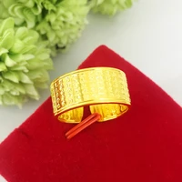 vintage 24k gold color copper ring big wide finger rings for men jewelry buddhist tibetan blessing finger indian jewelery gifts