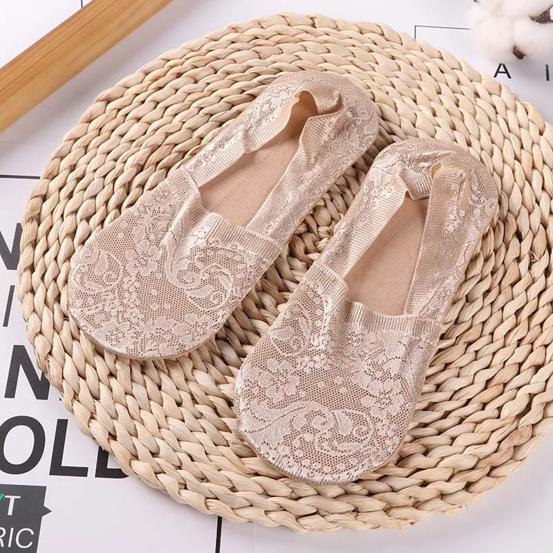 2 pairs as pic 1/2 пар модные женские носки для девочек летние носки Стиль кружевное платье с ц веточным рисунком короткие носки противоскользящ ие Невидимый лодыжки носки с принтом носки-Тапочки - Цвет: 2 pairs as pic