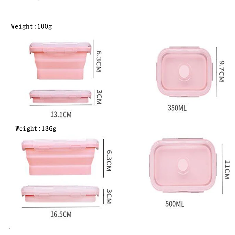Портативный Силиконовый Складной Контейнер Bento Ланч бокс для еды посуда детей и