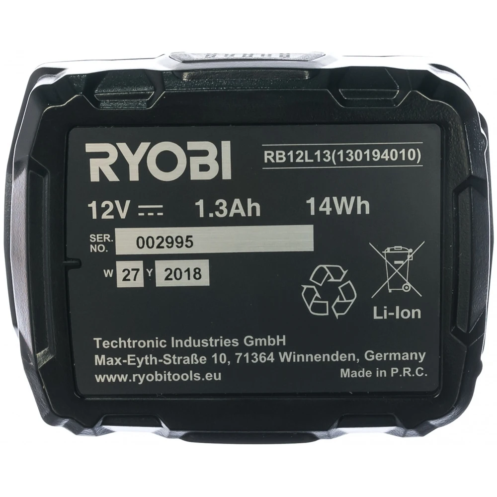 Аккумулятор ryobi rb12l13 5133002461 (12 в 1.3 а*ч li-ion) | Электроника