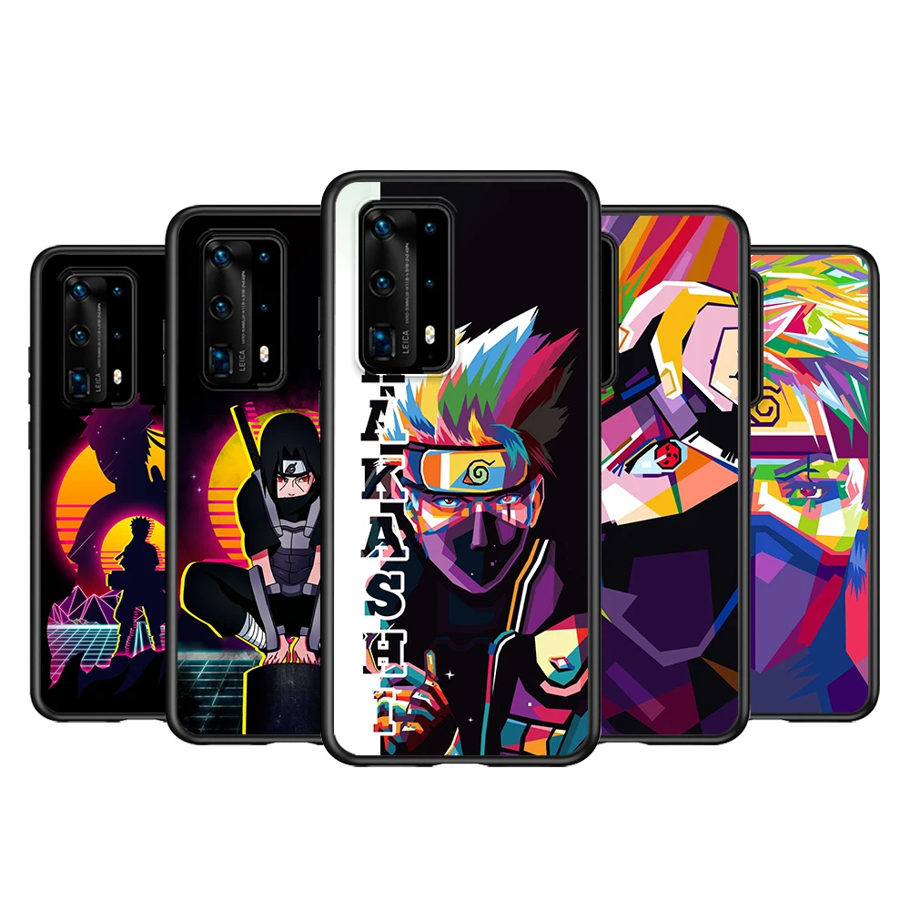 Модный силиконовый чехол Kakashi Naruto для Huawei P40 P30 P20 Pro P10 P9 Lite E Plus 2019 черный телефона