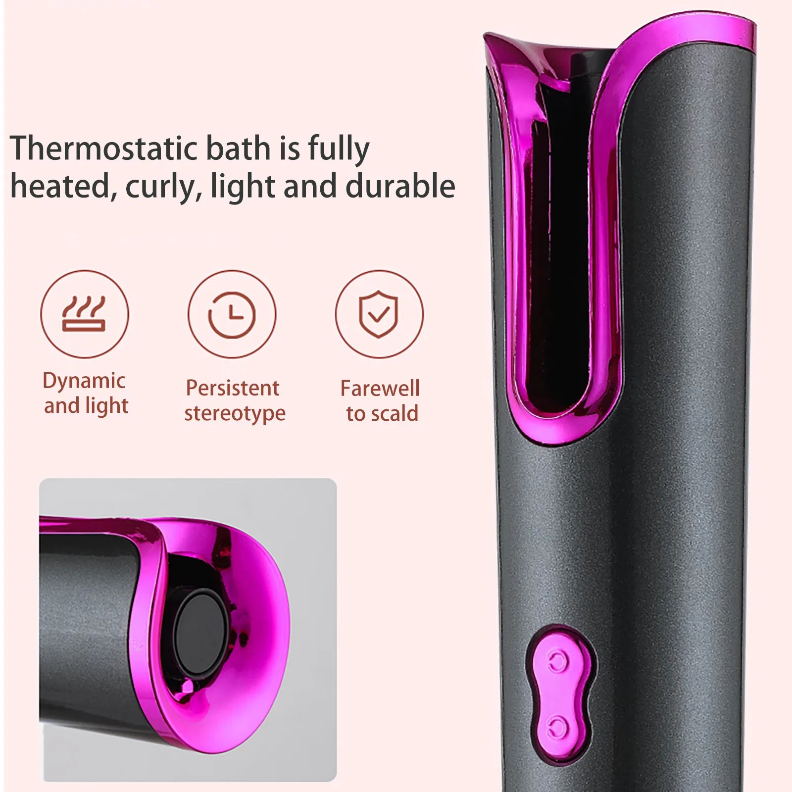 Automatic Hair Curler USB Rechargeable Curling Iron Curl Waves LCD Display Ceramic Curly Rotating Wave Styer |