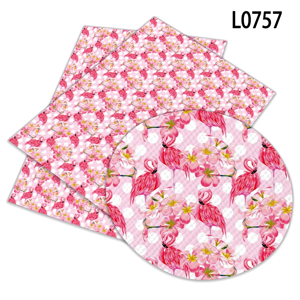 Искусственная Синтетическая кожа с принтом фламинго 30 см x 136 материал для шитья