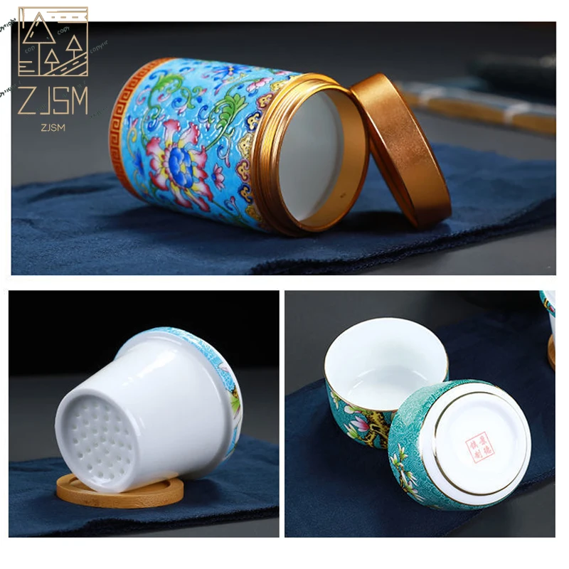 

Travel Tea Set Carrying Case Enamel Quick-Pass Cup 1 Pot 2 Cups Outdoor Ceramic Kung Fu Tea Set Gift Set