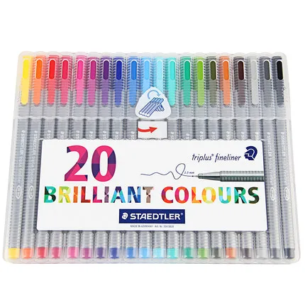Немецкий STAEDTLER 334 волоконная ручка 4/15/20/30/42/50 набор цветов эскизная ручка 0,3 мм треугольная стержень кисть для письма - Цвет: 20 colors
