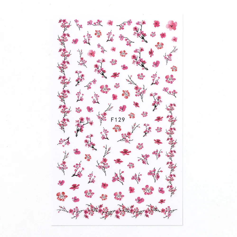 

1 Sheet Plum blossom Ultra-thin Adhesive Pink Flower Water Transfer Slider for Manicure Nail Art Decoration Nail Sticker 3D