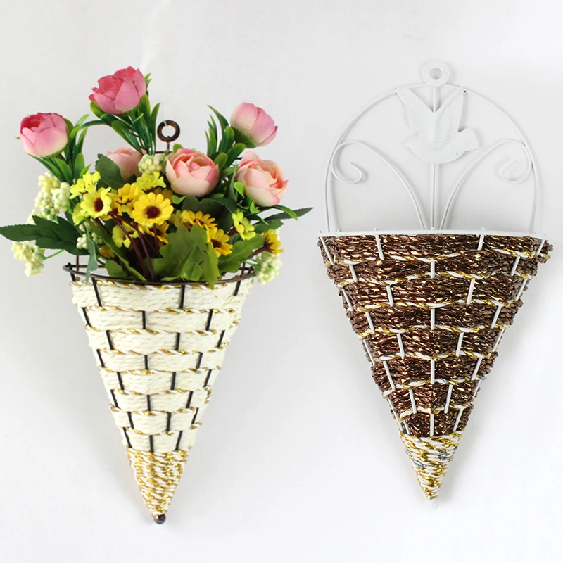 

Classic Iron Rattan Flowerpot DIY Garden Hanging Planters Wall Baskets Pot 25cm 30cm