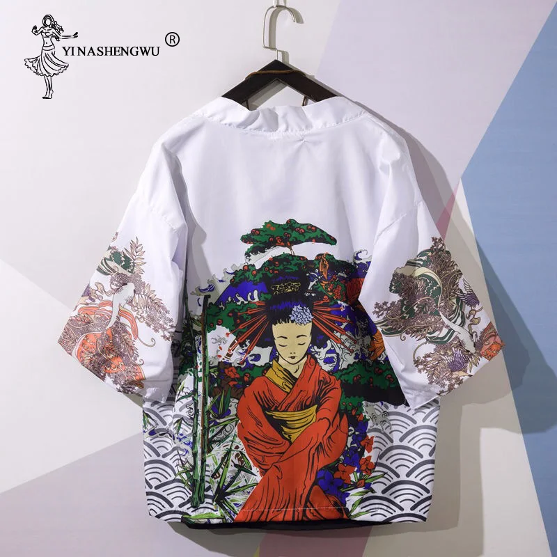as picture Yukata Женские кимоно кардиган для мужчин традиционное японское кимоно унисекс Harajuku пляжная свободная тонкая рубашка Азиатский японский костюм для косплея - Цвет: as picture