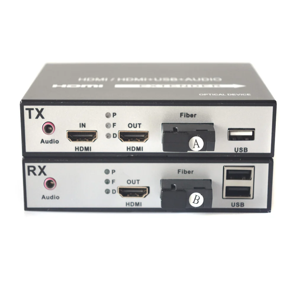 Расширитель HDMI неспрессованный 1080P HDMI/KVM по оптоволоконному одномоду до 20 км (12.4mi)