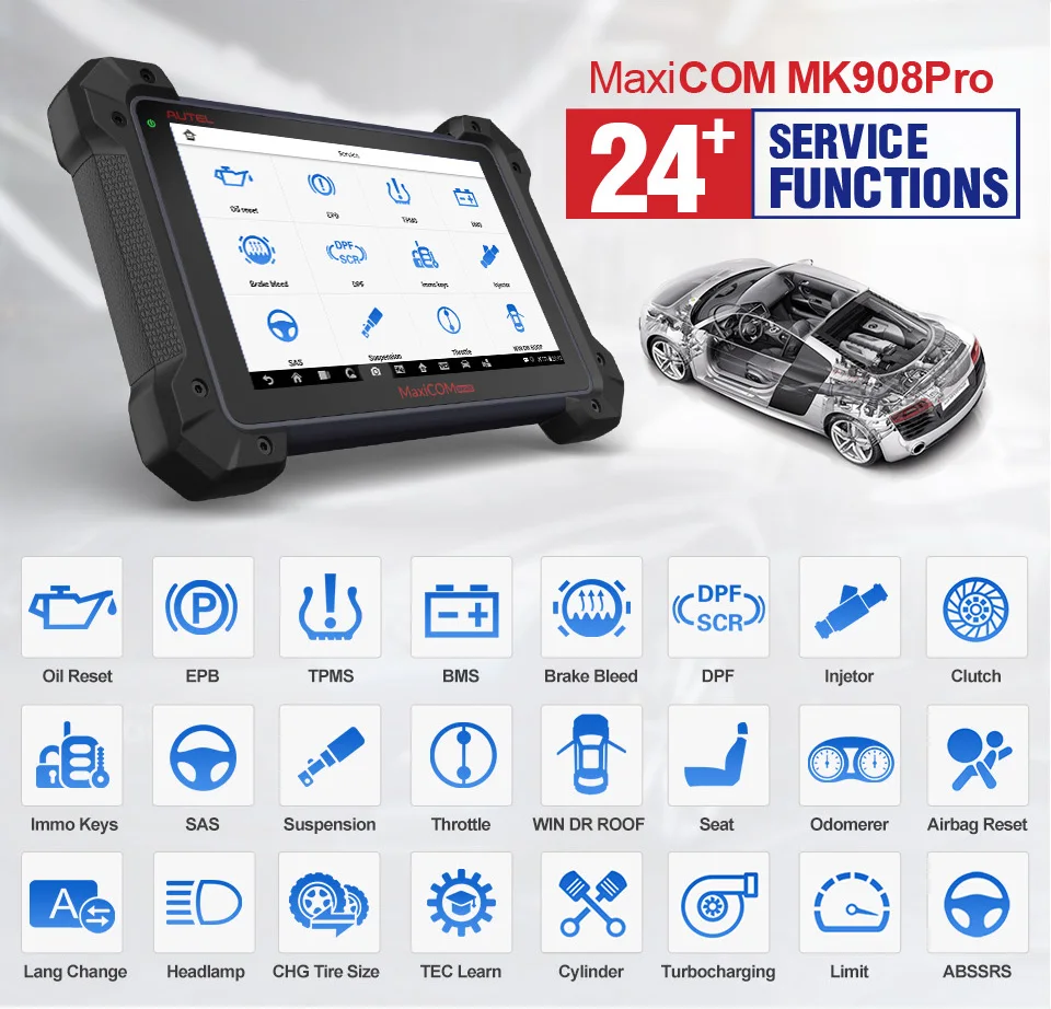 AUTEL MaxiCOM MK908P OBD2 автоматический диагностический инструмент для программирования ECU OBDII сканер J2534 ECU программист PK MaxiSys Pro Elite MS908P