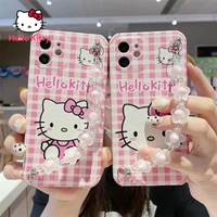 hello kitty phone case for iphone xxrxsxsmax1112pro12mini phone cute flower wristband case cover