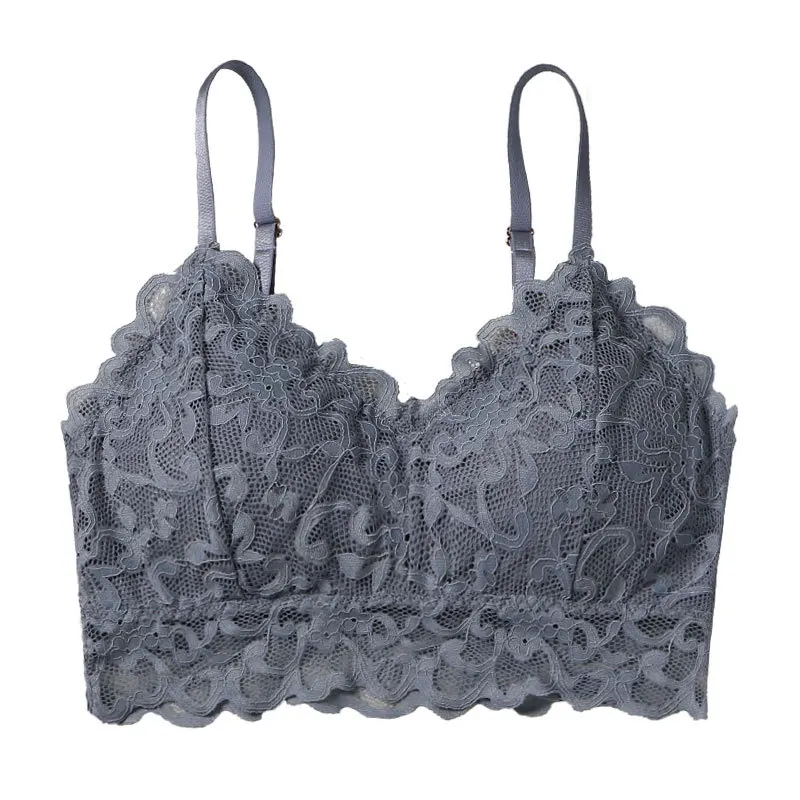 

2021 New ladies adjust sling lace back bottom underwear with chest pads wireless wrap chest push up bras for women lingerie