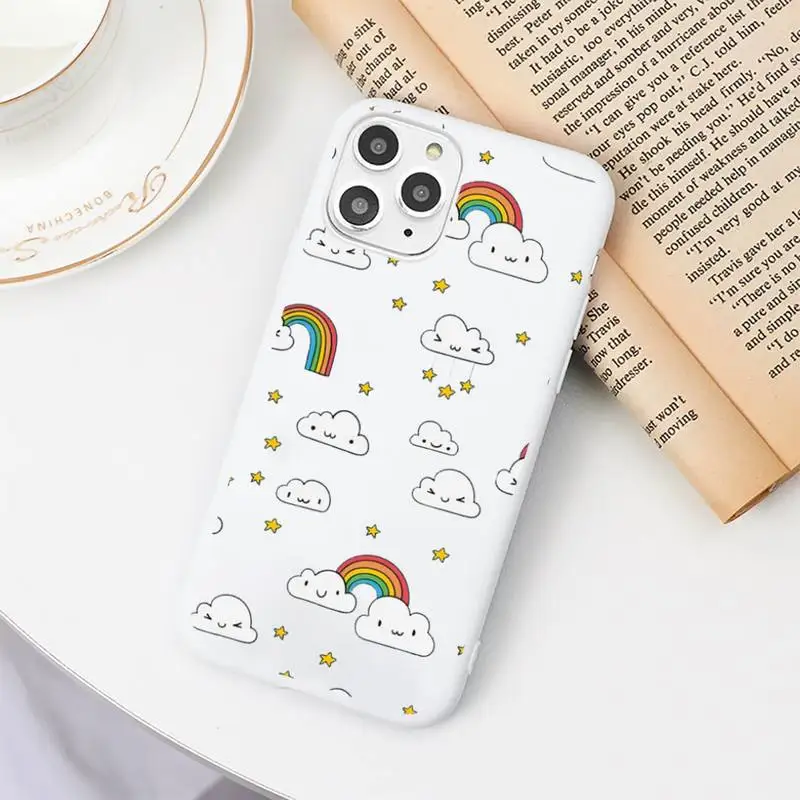

Cartoon clouds CUTE BLUE Phone Case Candy Color for iPhone 6 6S 7 8 11 12 XS X SE 2020 XR mini pro Plus MAX funda