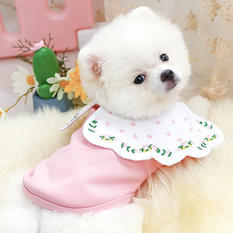 PETCIRCLE одежда для щенков воротник в виде листьев лотоса вышитая рубашка питомцев
