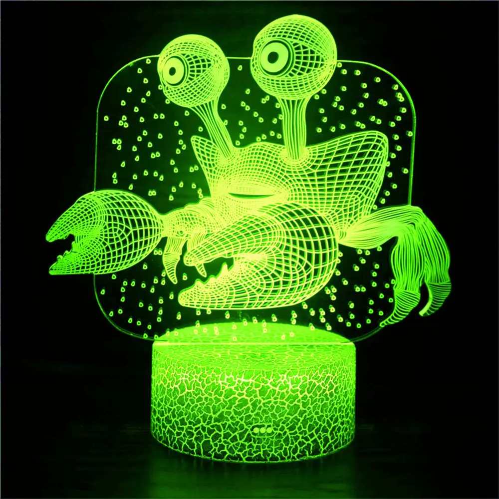 

3D night light colorful color-changing marine life crab decoration toy doll creative crab statue home decoration Christmas gift