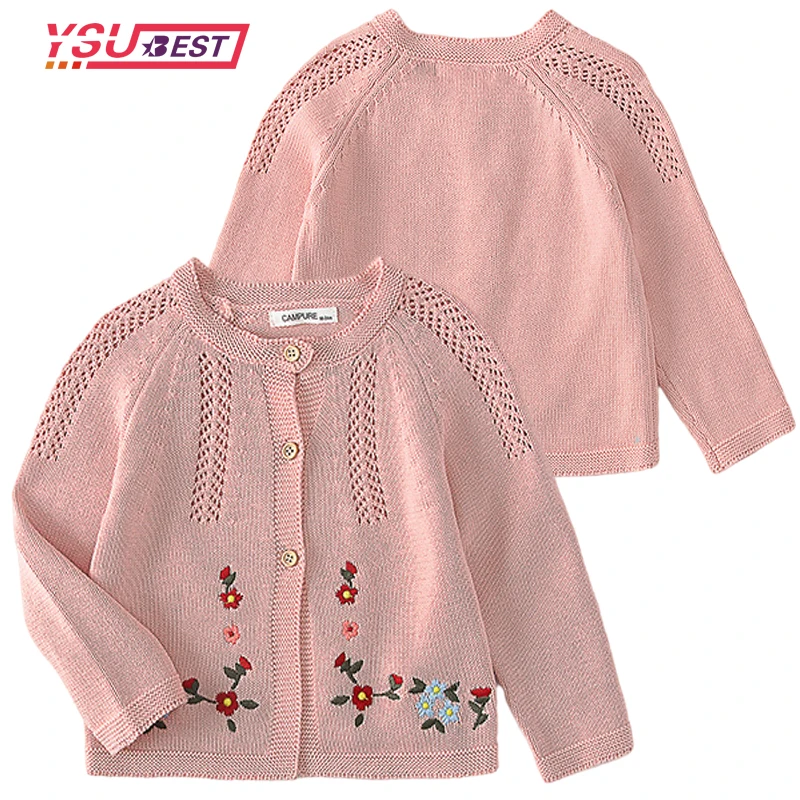 

Детское трикотажное пальто с ручной вышивкой, на осень/зиму