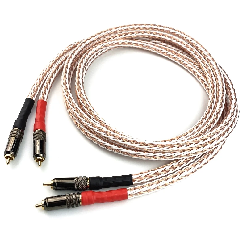

Pair 8TC 7N OCC Pure Copper RCA Cable Gold Plated Plug - HiFi Audio Line