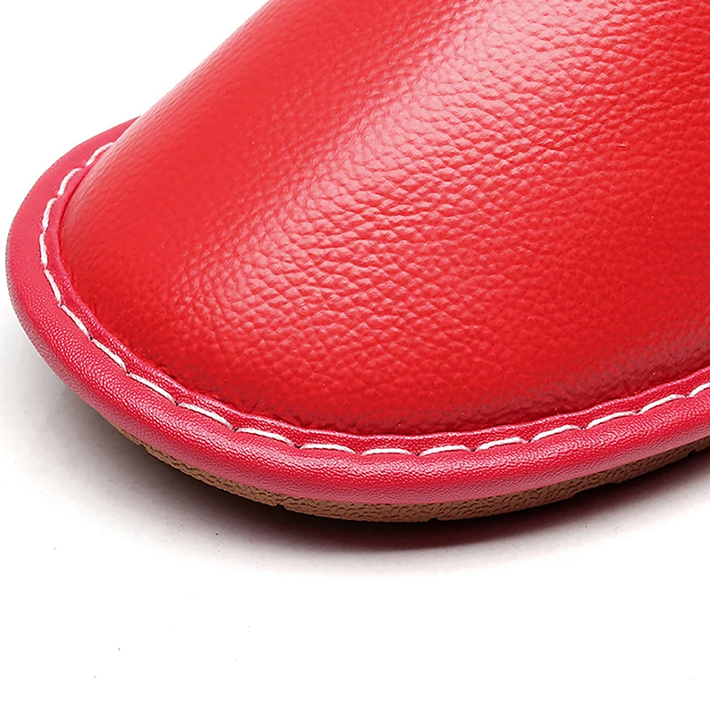 Мужская обувь Шлепанцы из натуральной кожи Зимние шитые Нескользящие мужские