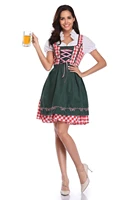 womens german beer dirndl dress apron set costumes bavarian oktoberfest babe bar maid carnival red plaid dress