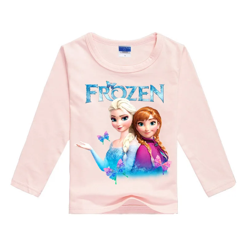 Disney-Camiseta de manga larga para ni&ntilde;as, camisa informal de dibujos animados de Frozen, princesa Anna, de 3 a 8 a&ntilde;os, primavera y oto&ntilde;o-1
