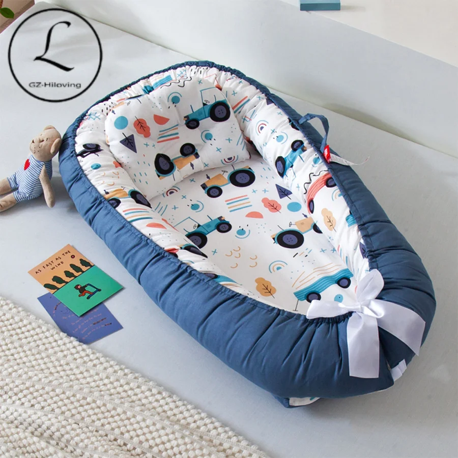 2021 Infant Newborn Baby Lounger Portable cotton soft Baby Nest Bed for Girls Boys Crib Toddler Bed Baby Sleeper Bed protection
