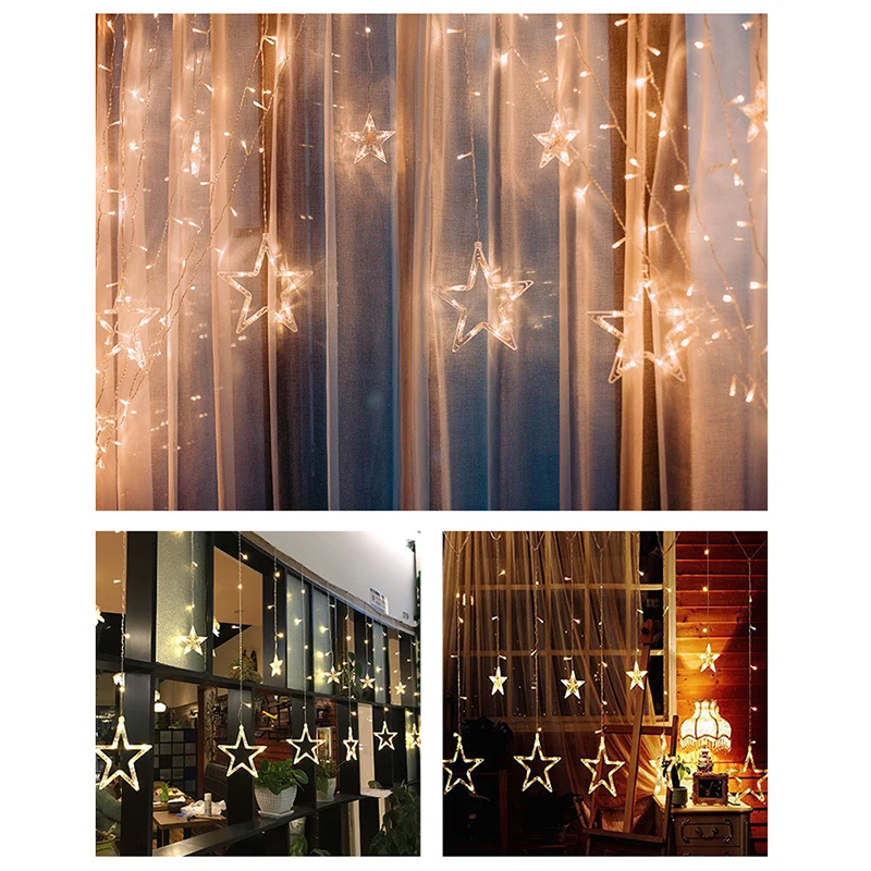 

LED Star Moon String Lights LED Curtain Lights Wedding Decorations for Ramadan Christmas Wedding Party 3.5m JU8