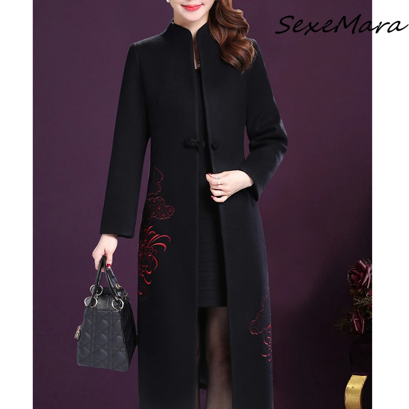 

2019 Oversized New Fashion Middle-age-clothing Thick Wool Blazer Cashmere Coat for Women