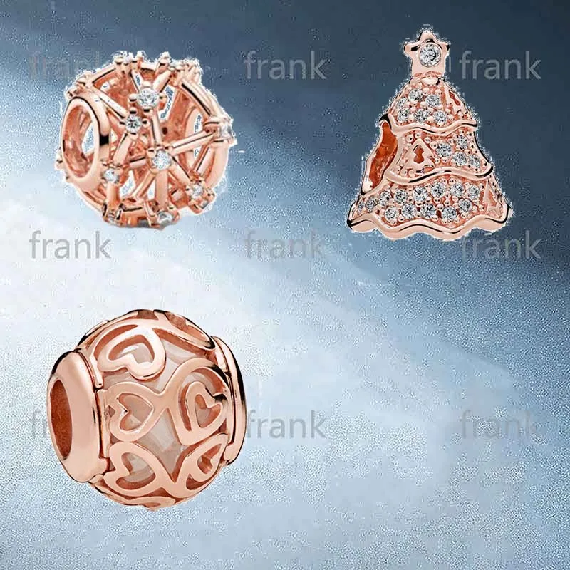 

2020 New Popular 100% 925 Sterling Silver Rose Gold Charm Beads31 Fashion Original Jewellery For Women Party Wedding Gift