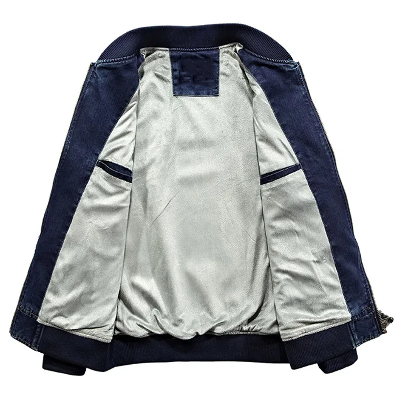 Куртка-пилот Мужская из денима Бомбер в стиле милитари бейсбольные джинсы пилот