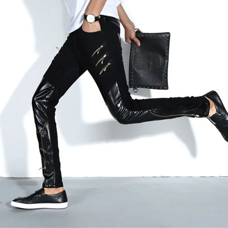 Брюки Idopy мужские в стиле панк модные облегающие штаны крутые хлопковые