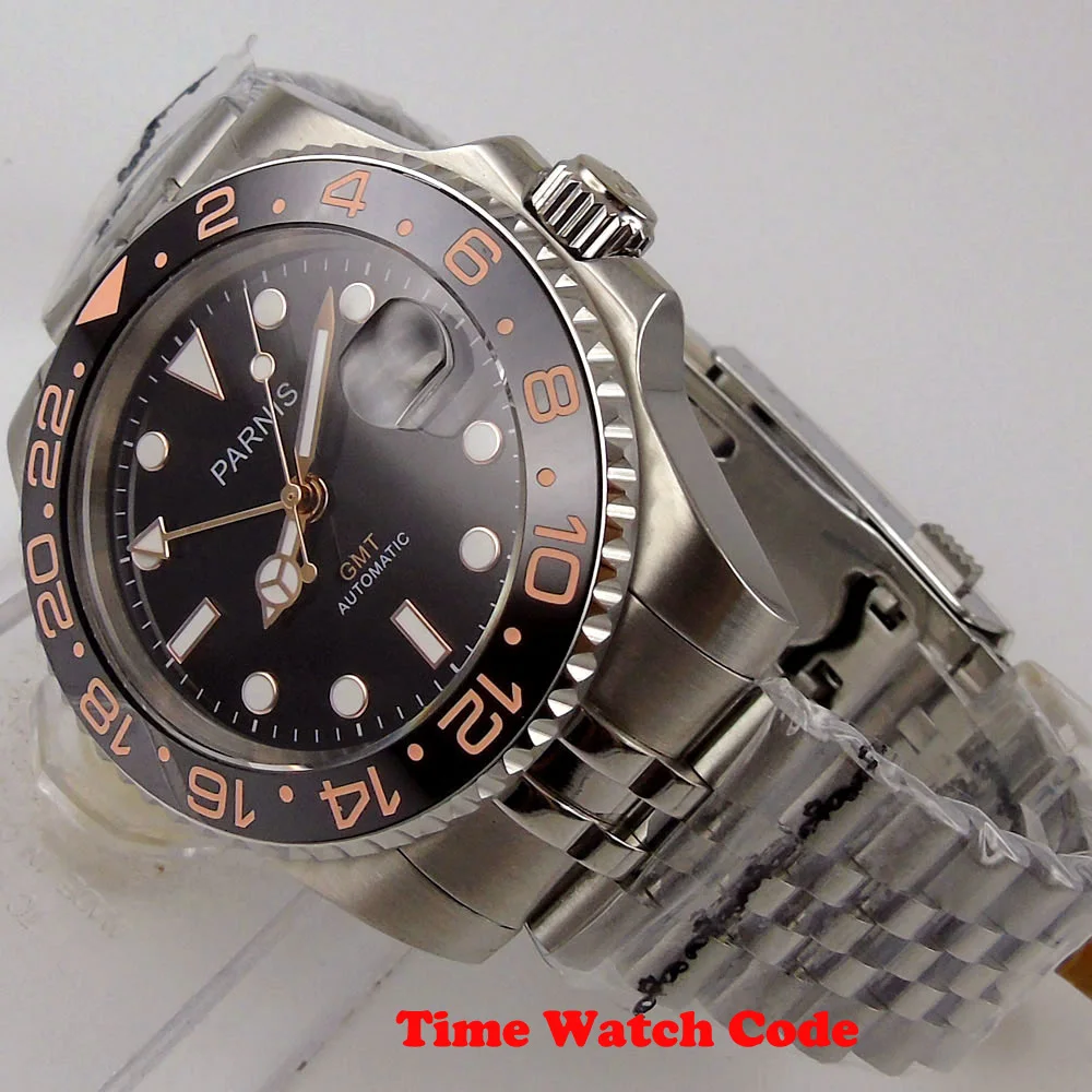 Часы мужские PARNIS автоматические с черным циферблатом 40 мм | Наручные часы