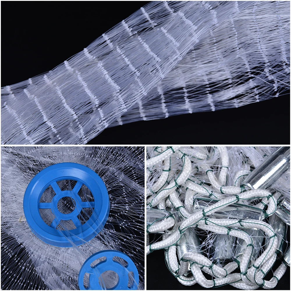 

2.4m/7.87ft Diameter Fishing Cast Net Mesh Spread Whire Nest Hand Throwing Catch Fish Nylon Network Fishing Bait Cast Equipment