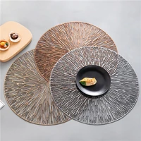 simple and nature design pvc hollow round placemat heat insulation table mat non slid plate cup pot pad decoration hot sale