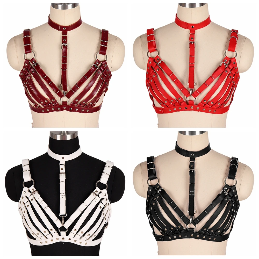 

PU Leather Straps Chest Harness Fashion Rave Wear Punk Adjust Gothic Handmade Harness Belts Body Bondage Stylish Accessories