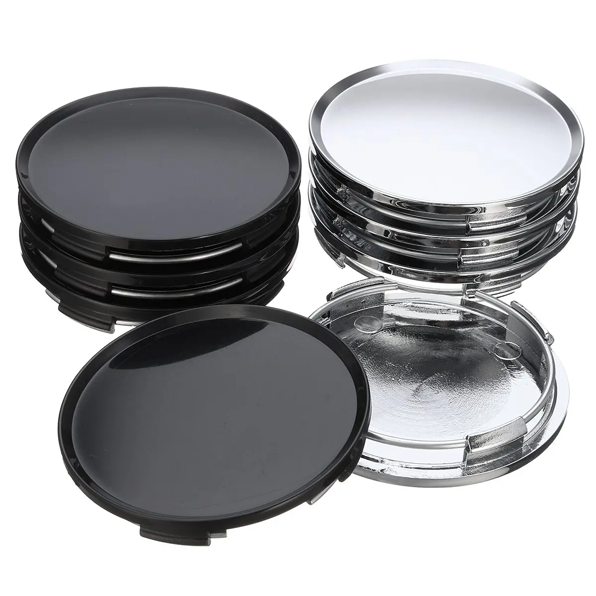 Универсальная автомобильная крышка колеса 63 мм 4 шт. Черная/Серебристая Крышка