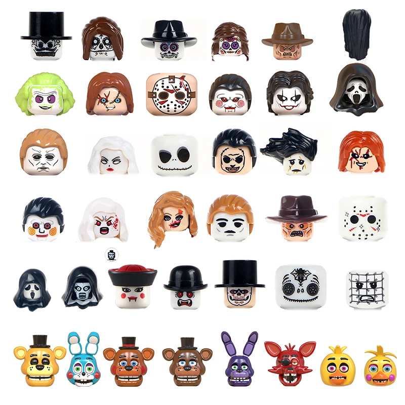 

Toys Horror Series Halloween Zombie Scream Sadako Clown Skull Head Action Figure Building Blocks DIY Kids Five Nights at Freddy