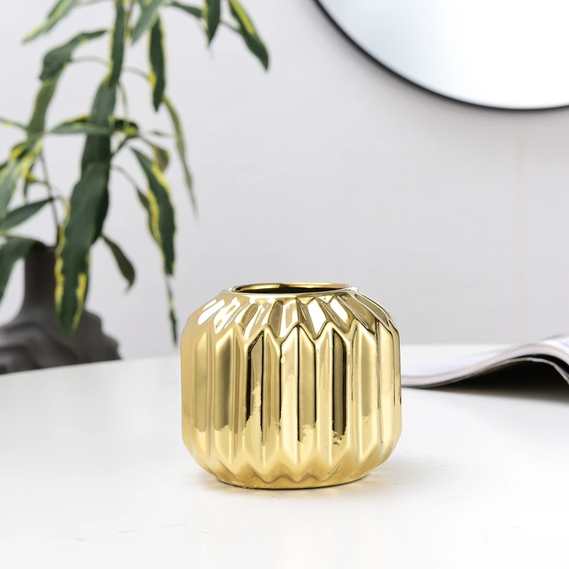 Керамическая Геометрическая Золотая ваза нордическая креативная простая