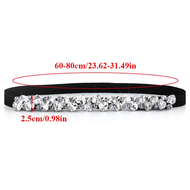 

Women Simple Elastic Waist Belt with Rhinestone Buckle Fashion Dress Decoration Luxury Coat Sweater Girdle Belt Slim Waistband