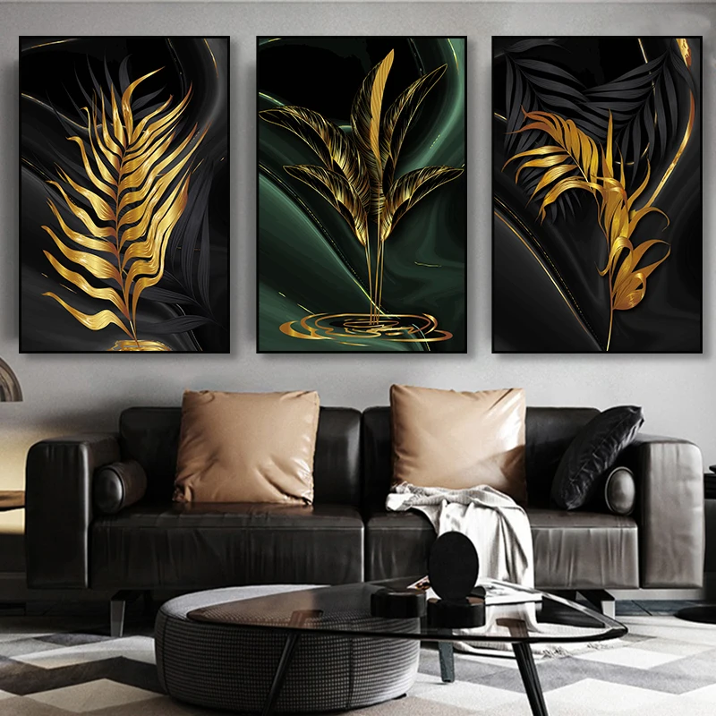 

Golden Palm Leaf Plant Canvas Painting Botanical Nordic Wall Art Poster Print Scandinavian Decoration Picture Artwork Home Decor