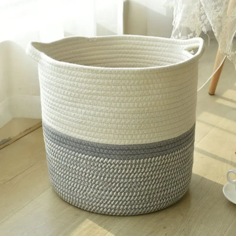 

Organizer Basket Planter Basket Cotton Rope Woven Flower Pot Cotton Sundries Storage Box Home Decor Round Cotton Rope Basket