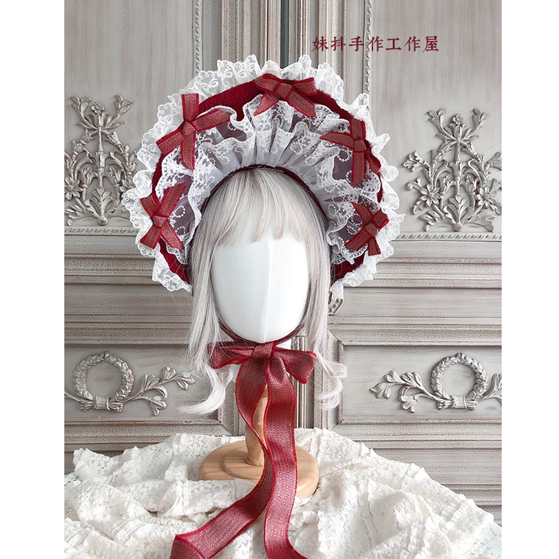 Женская винтажная шляпа от солнца многослойная кружевная в стиле лолита с бантом