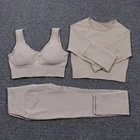 Комплект спортивный женский бесшовный для фитнеса, укороченный Топ с длинным рукавом и леггинсы с высокой талией, костюм для йоги, одежда для тренировок в тренажерном зале, 23 шт.