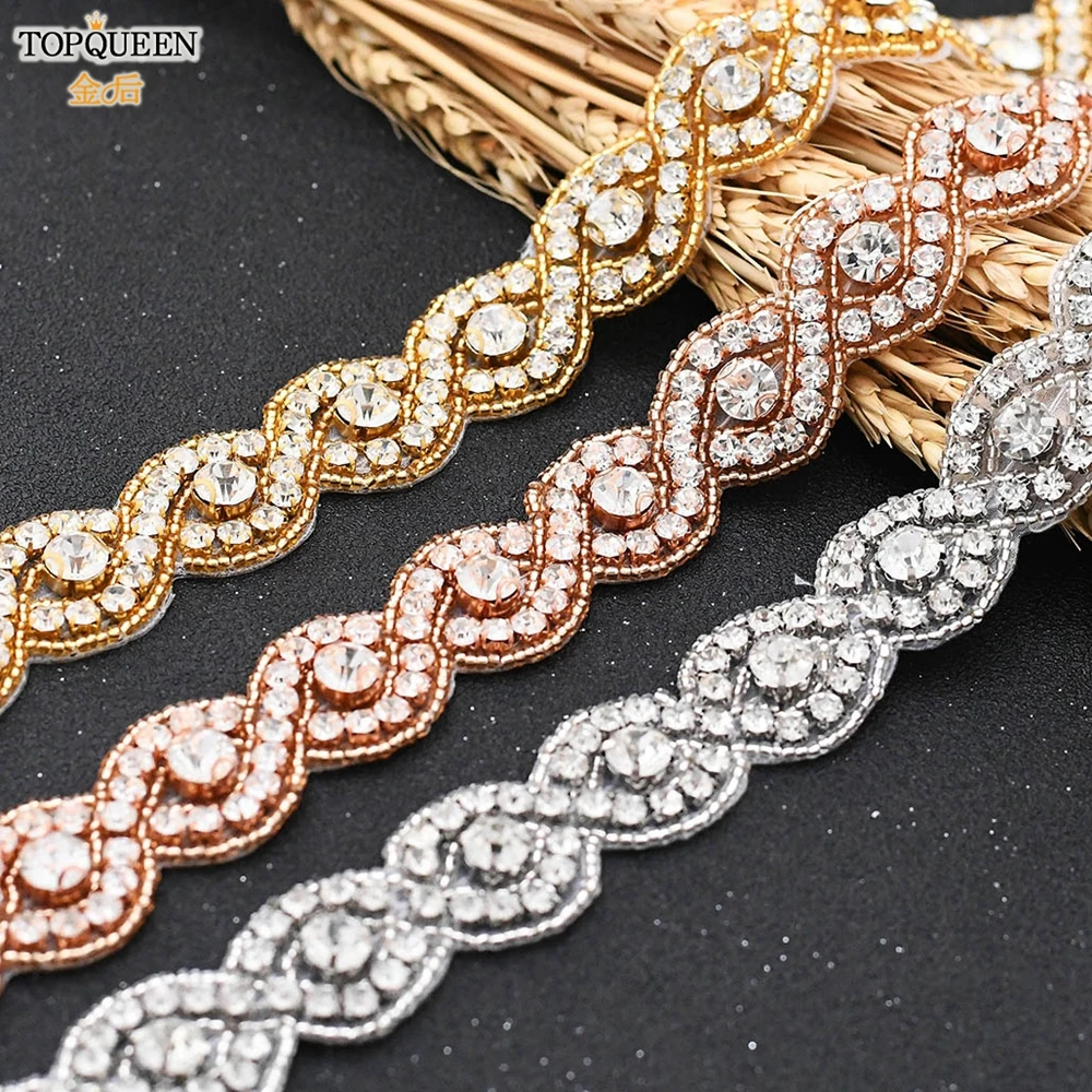 

TOPQUEEN S28 Woman's Party Belt Silver Rhinestone Belt Bridal Applique Wedding Belt Luxurious Diaond Belt for a Wedding Dress