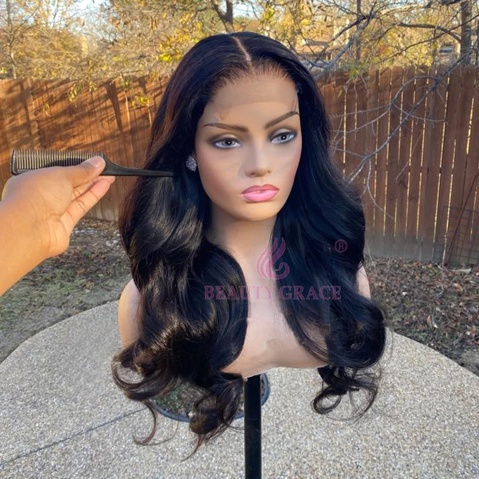 30 дюймов объемная волна Синтетические волосы на кружеве парик 4X4 прозрачный