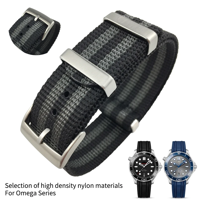 19 мм 20 21 нейлоновый холщовый ремешок для часов наручных Omega Seamaster 300 speedmaster Citizen IWC