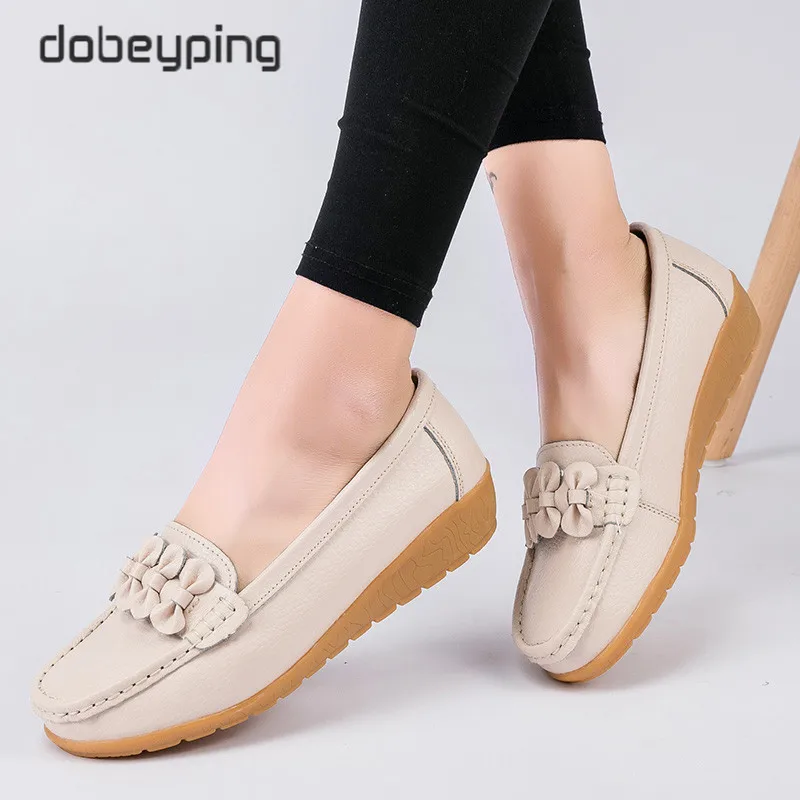 Spring Autumn Genuine Leather Loafers Women Slip On Female Shoes Moccasins Soft Ladies Footwear Butterfly Bow Women's Flats Shoe