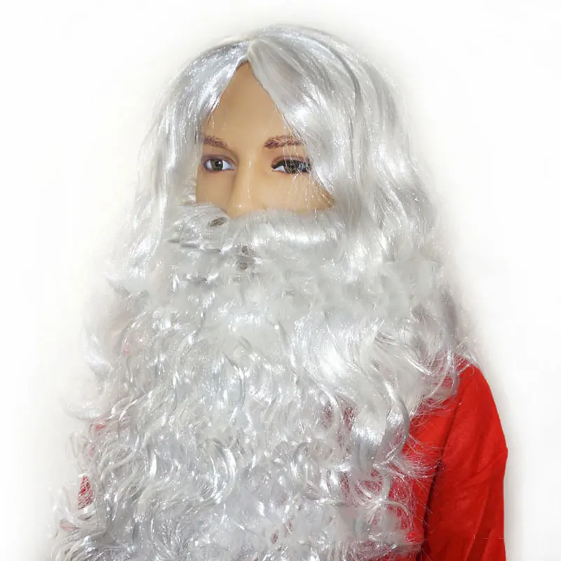 

Dress Up Props Santa Claus Wig Beard Santa Claus Fake Beard Decorations Solid Color White Beard