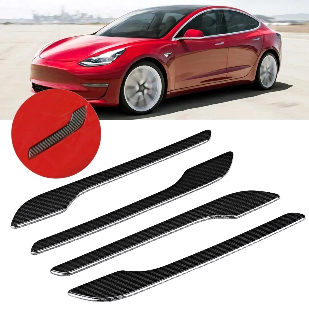 4 шт., накладки на дверную ручку из углеродного волокна для Tesla Model 3 18-19