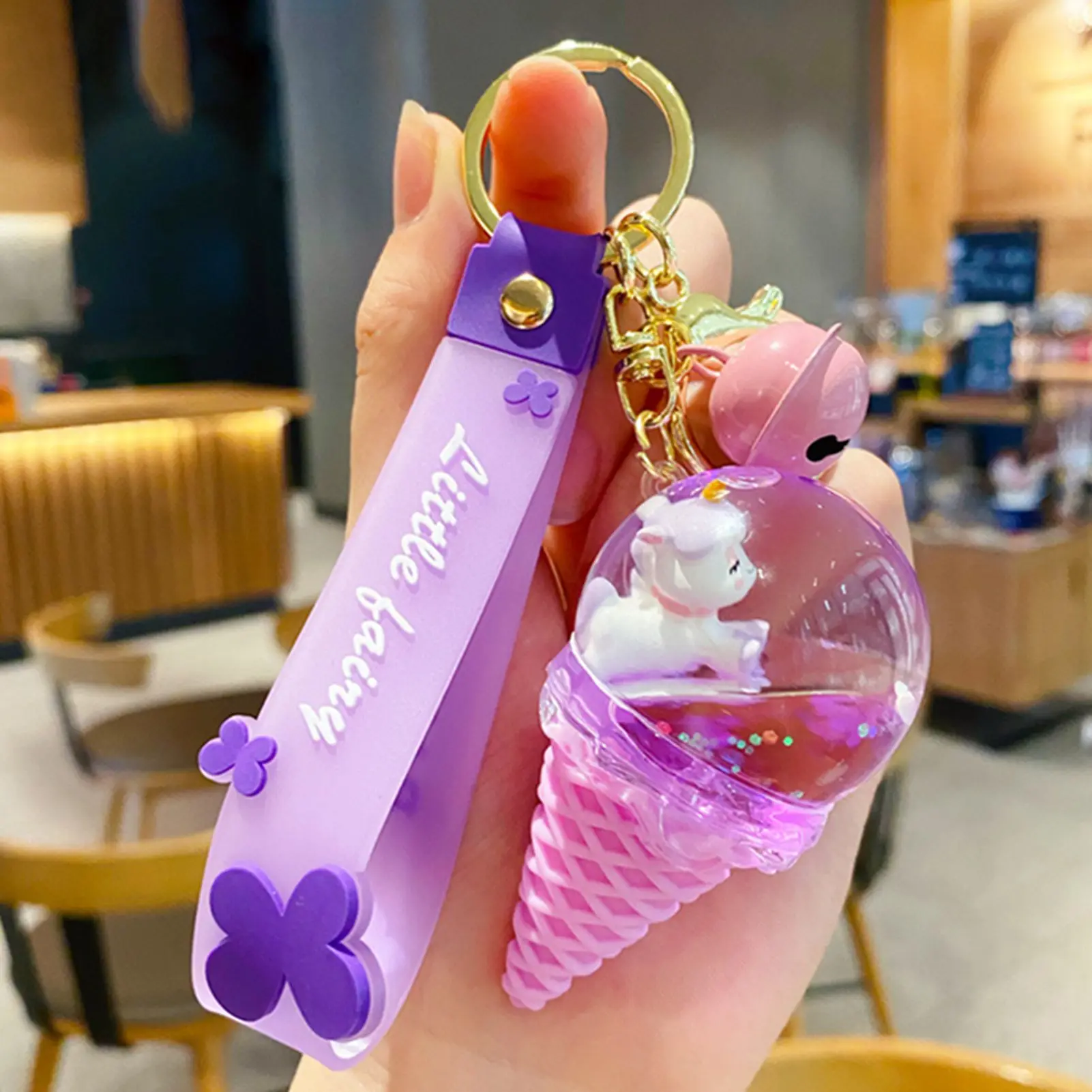 Единорог блеск брелок мороженое кольцо для ключей на Рюкзак Подвеска пар мужчин